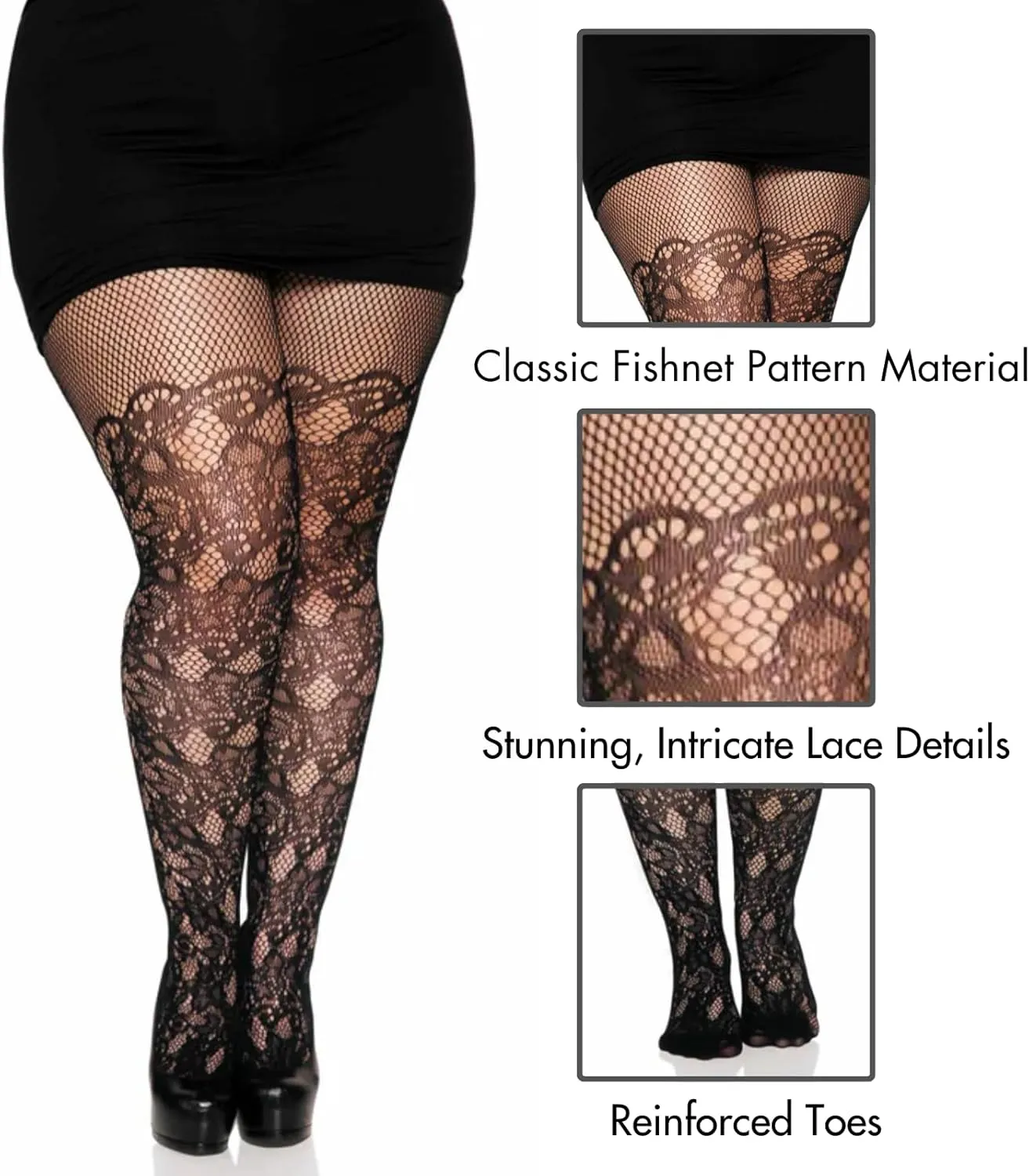 Leg Avenue womens Vintage Fishnet Lace Tights