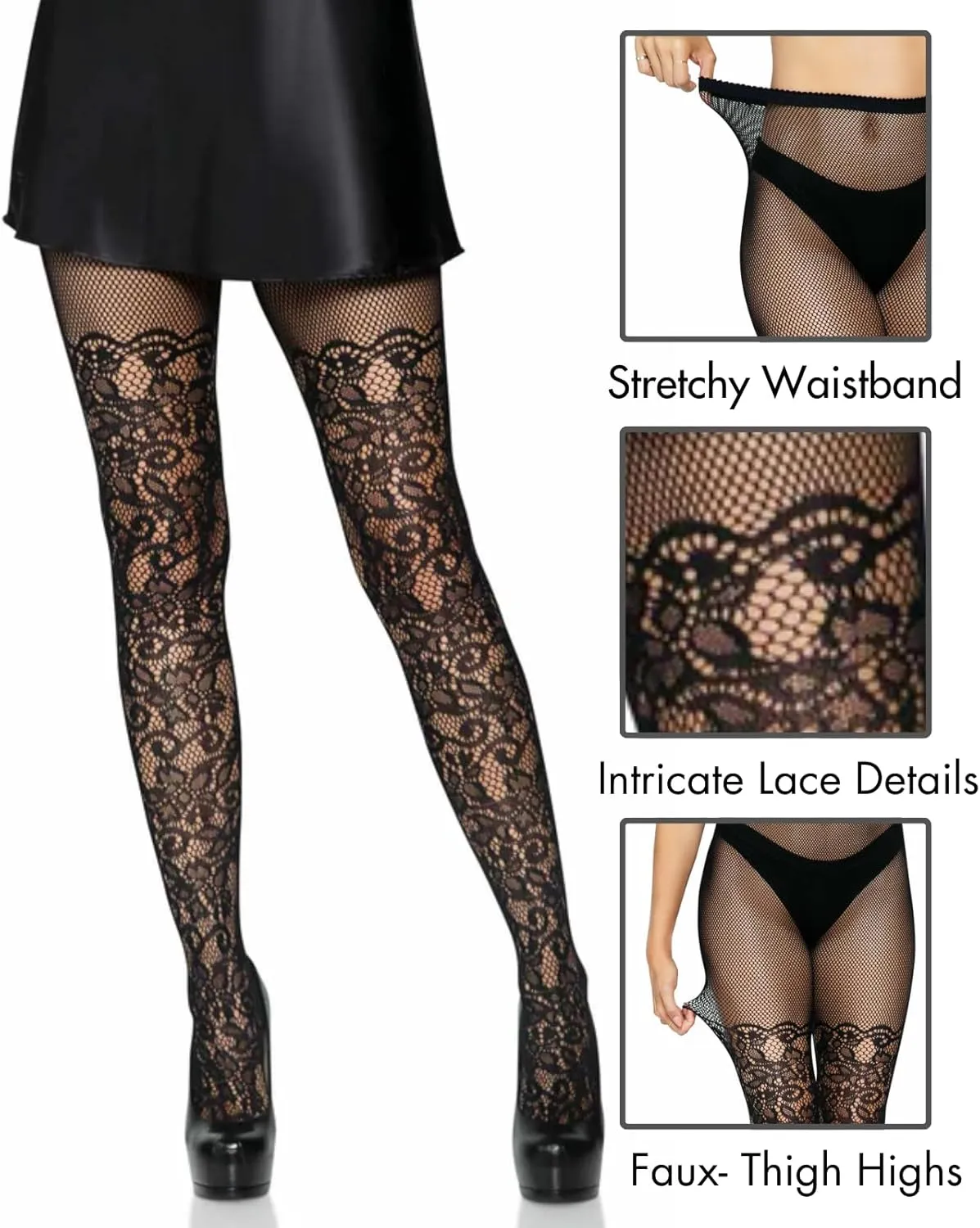 Leg Avenue womens Vintage Fishnet Lace Tights