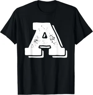 Letter A Capital Alphabet College Varsity Monogram Club T-Shirt