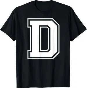 Letter D Capital Alphabet College Varsity Monogram Club T-Shirt