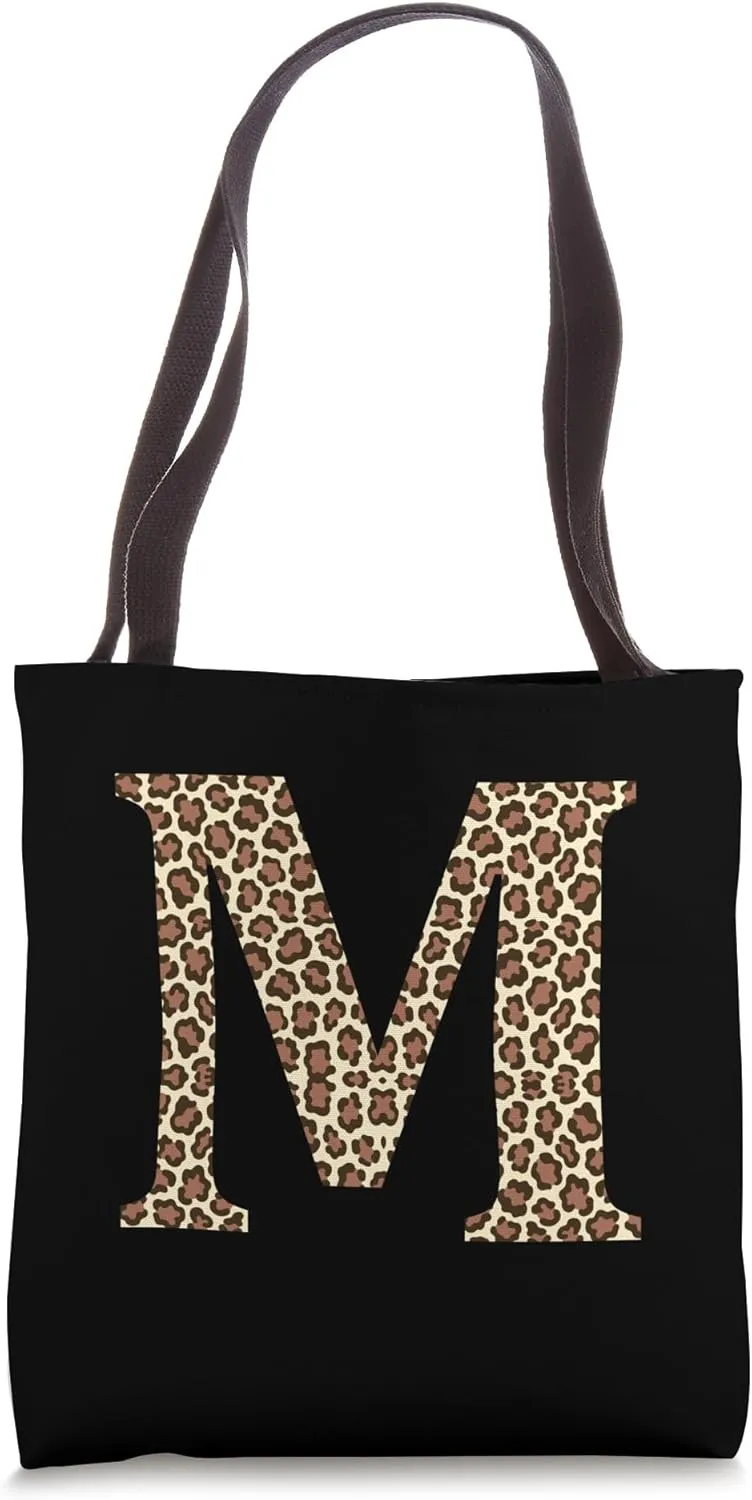 letter M leopard skin print pattern initial name monogram Tote Bag