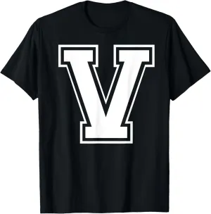 Letter V Capital Alphabet College Varsity Monogram Club T-Shirt
