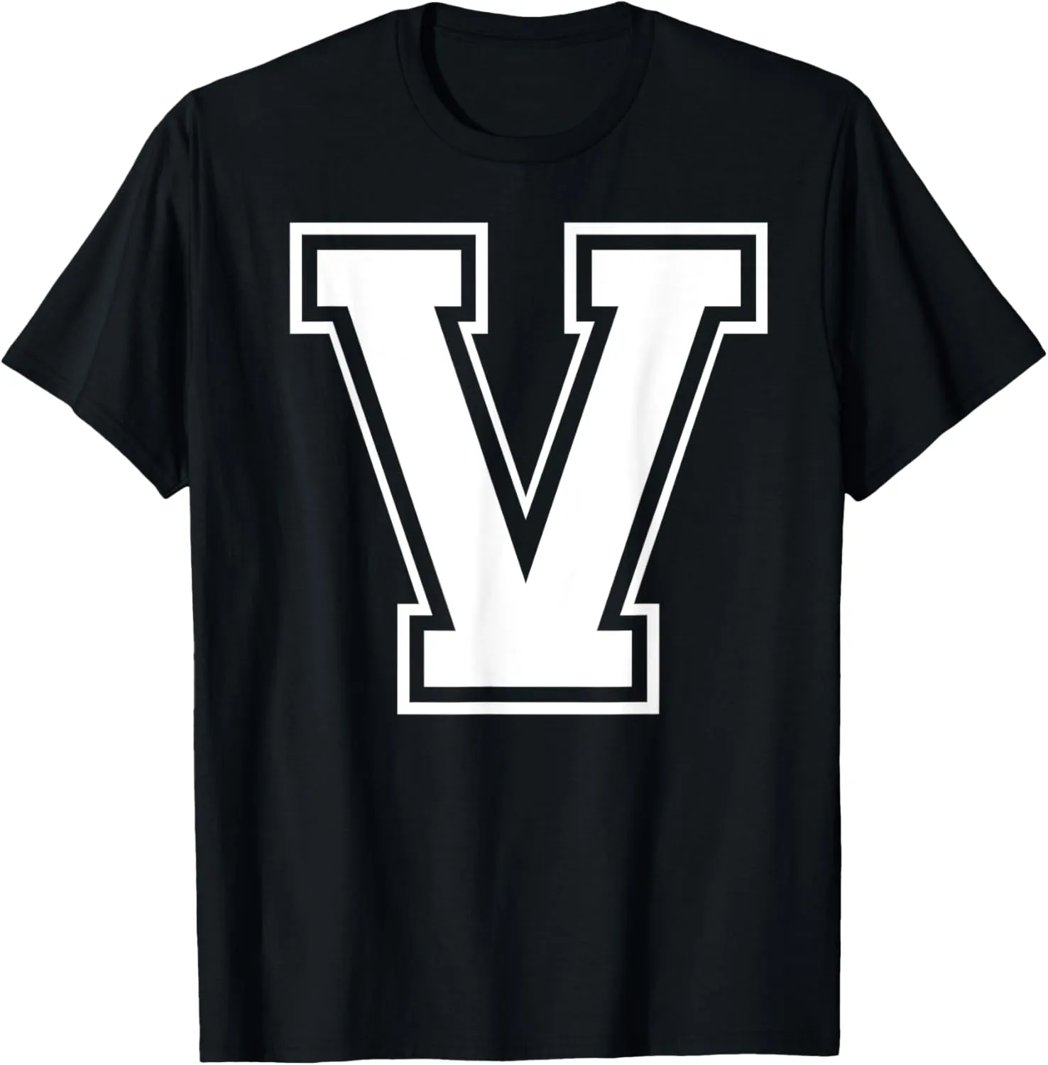 Letter V Capital Alphabet College Varsity Monogram Club T-Shirt