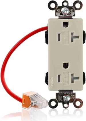 Leviton MT163-SCI Decora Plus Split-Circuit Industrial Grade Receptacle, Tamper-Resistant, 20 Amp 125 Volt, Lev-Lok Modular, Ivory