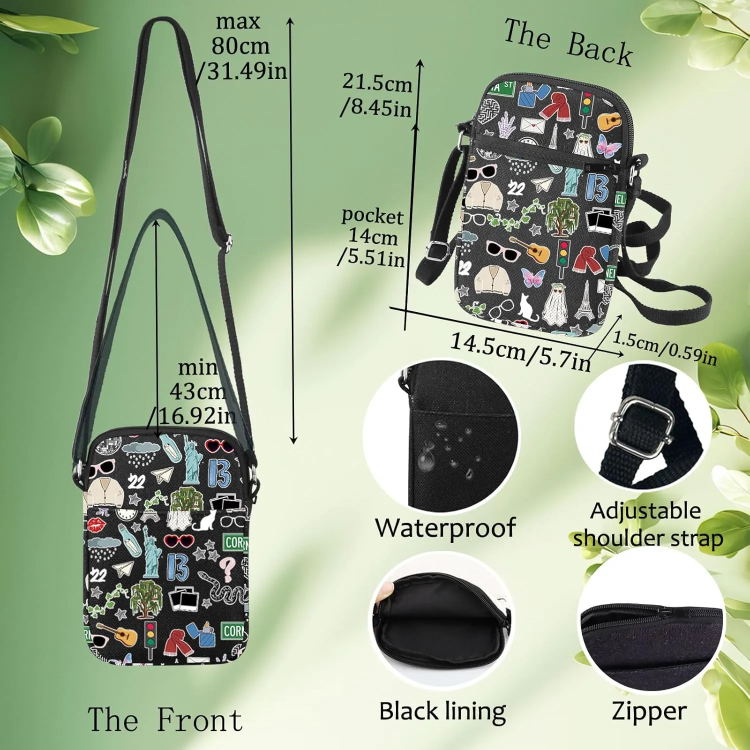 LEVLO Singer Album Crossbody Bag Singer Tour Fans Gift Song Concert Shoulder Bag Music Lover Merchandise