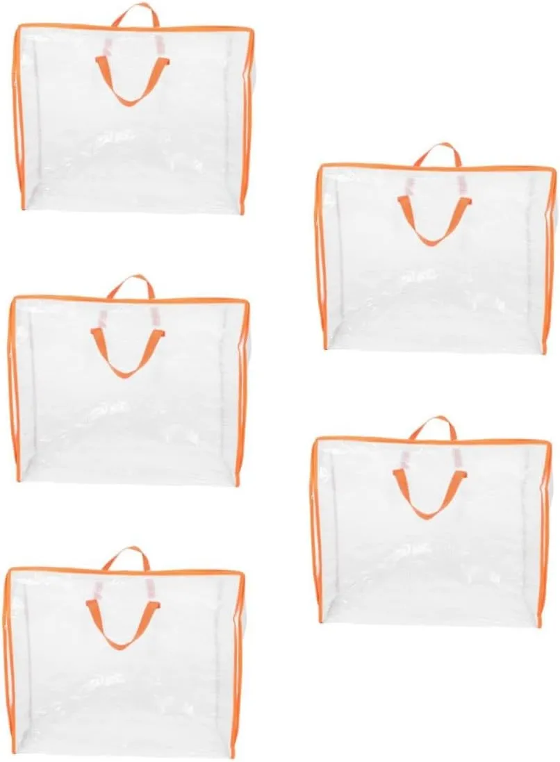 LIFKOME 5pcs Garment Bag Storage Zipper Waterproof Quilt Bag Easy Pack and Identify Organizer for Home and Travel