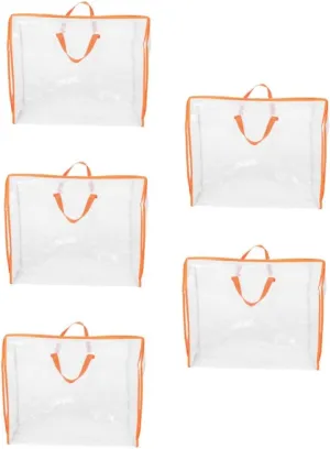 LIFKOME 5pcs Garment Bag Storage Zipper Waterproof Quilt Bag Easy Pack and Identify Organizer for Home and Travel