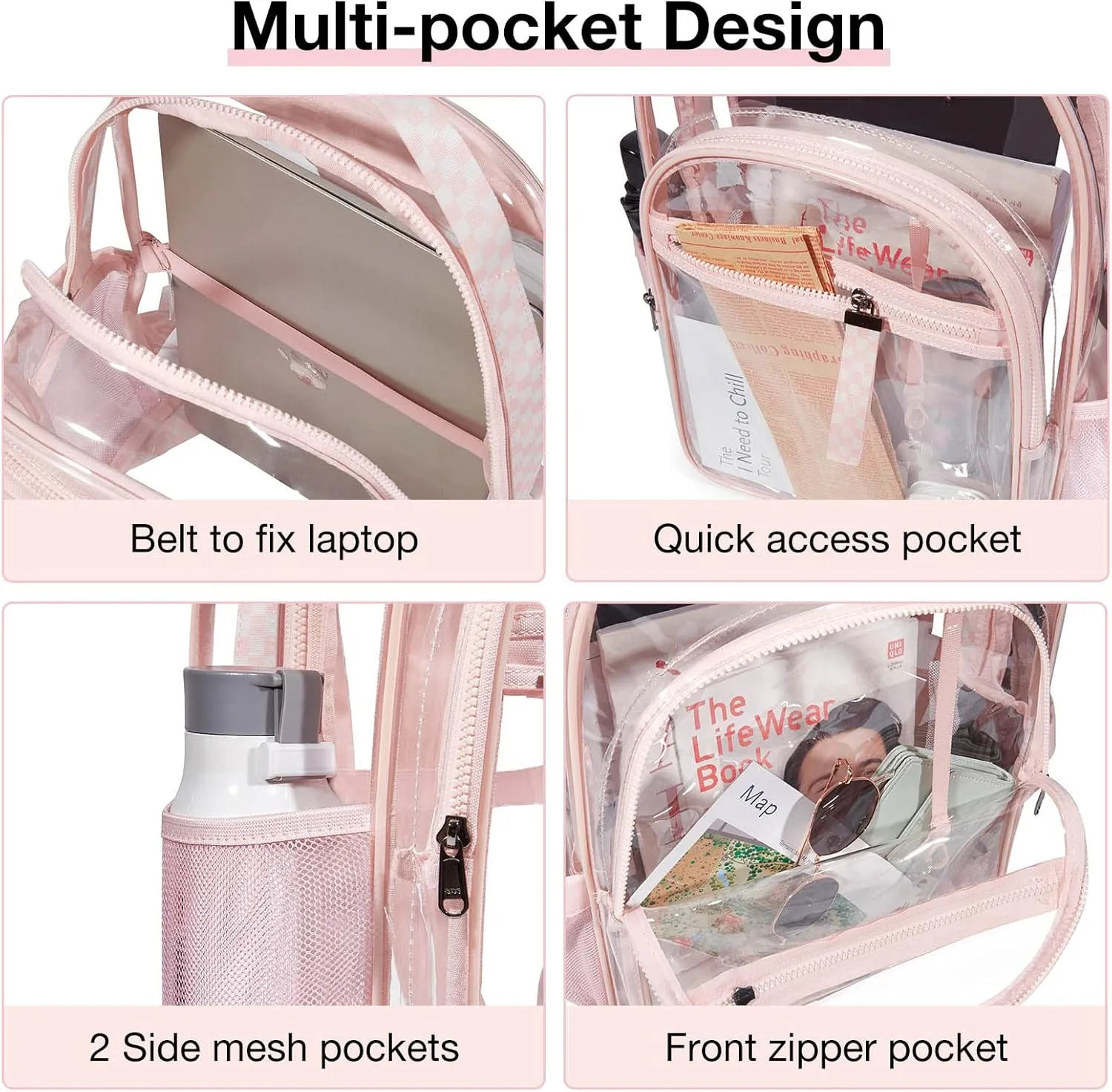 LIGHT FLIGHT Clear Backpack Heavy Duty Transparent Backpack Set See Through Bookbags Durable Backpacks for College, Security