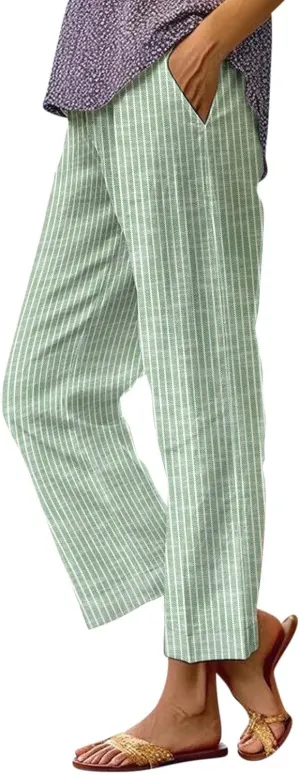 Lightweight Linen Pants Women Floral Cotton Linen Casual Pants Cropped Linen Pants Women Womens Cotton Linen Pants