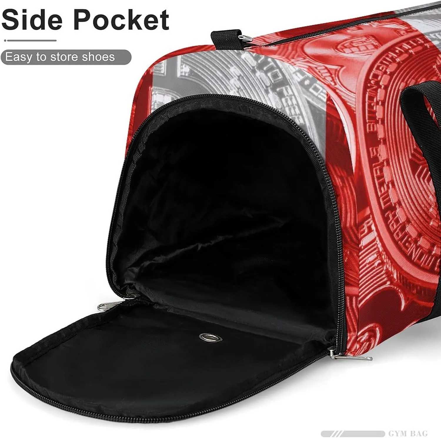 Lightweight Peru Flag Bitcoin Gym Bag with Shoe Compartment Waterproof Duffel