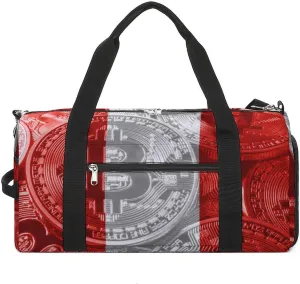 Lightweight Peru Flag Bitcoin Gym Bag with Shoe Compartment Waterproof Duffel