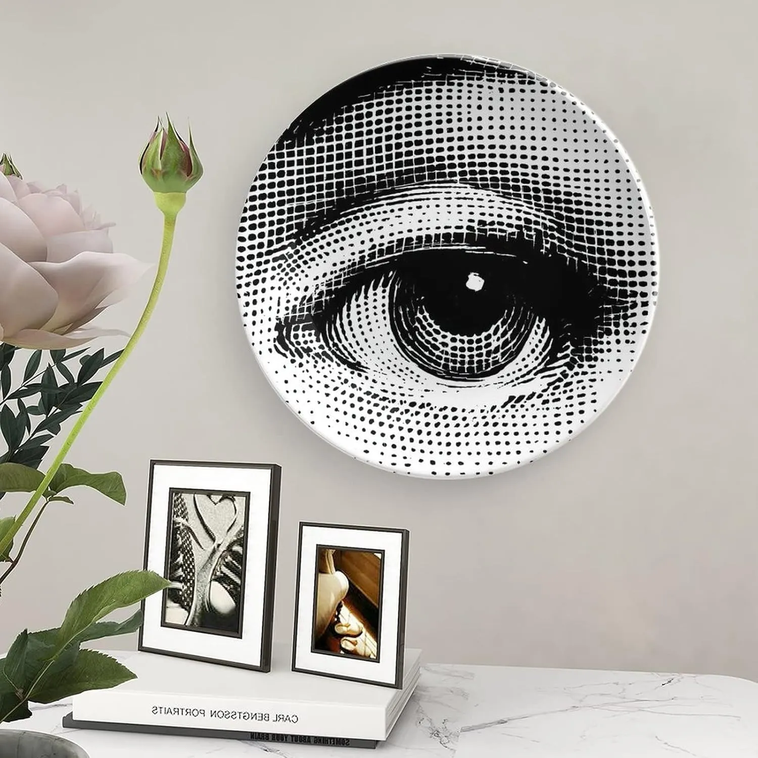 Lina Cavalieri Plate, Wall Decorative Plate, Mysterious Face Plate Wall Hanging Decoration,Including Bracket and Special Spring Hook,A22,8inch