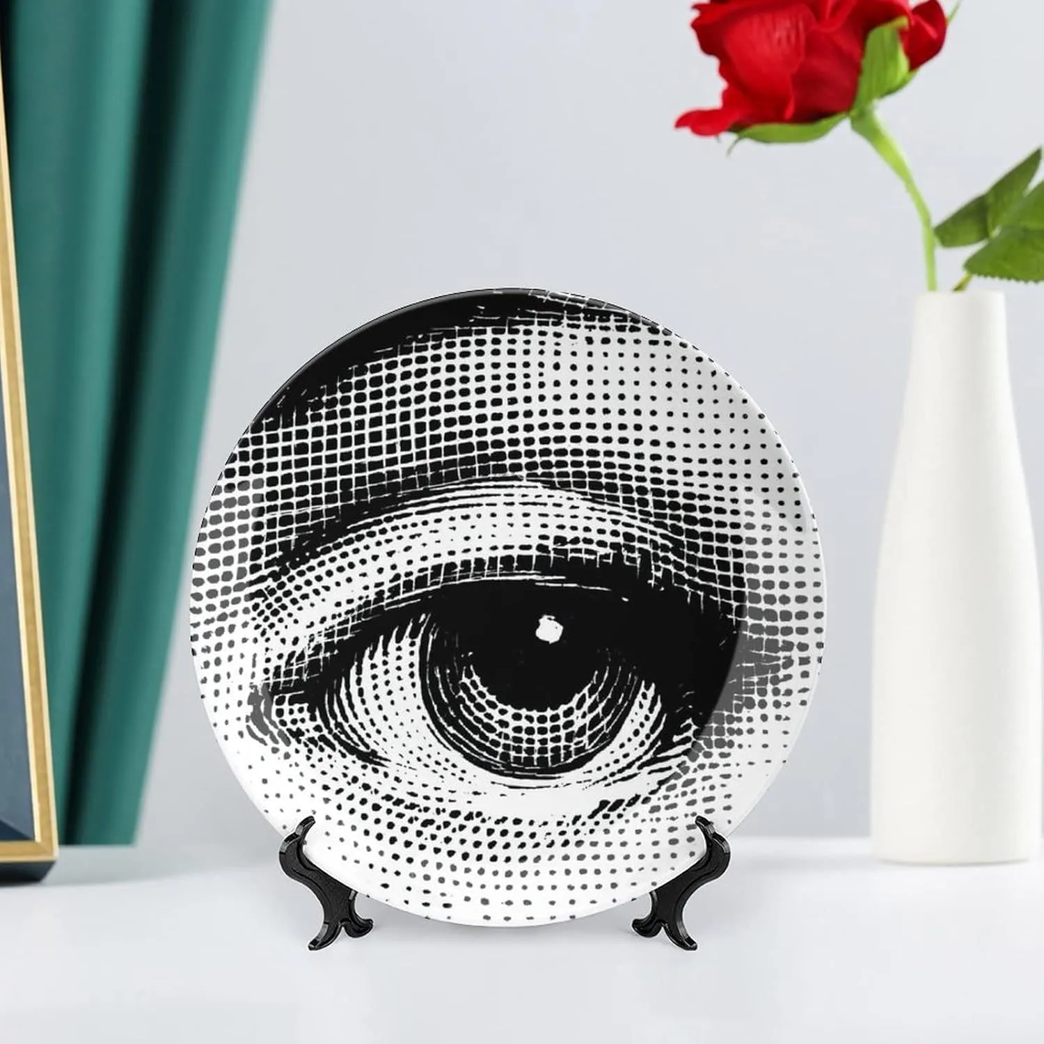 Lina Cavalieri Plate, Wall Decorative Plate, Mysterious Face Plate Wall Hanging Decoration,Including Bracket and Special Spring Hook,A22,8inch