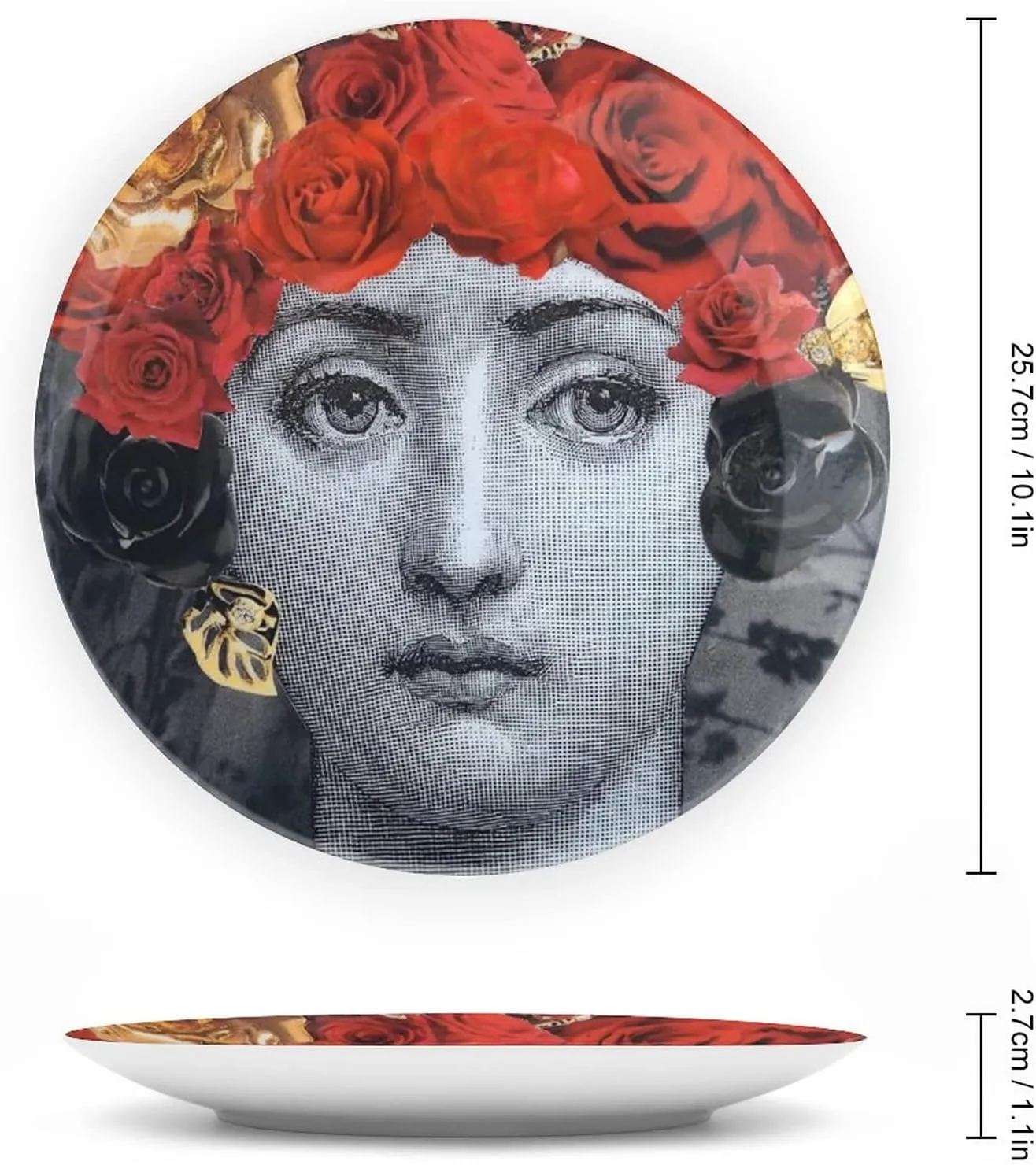 Lina Cavalieri Plate, Wall Decorative Plate, Mysterious Face Plate Wall Hanging Decoration,Including Bracket and Special Spring Hook,J (11),10inch