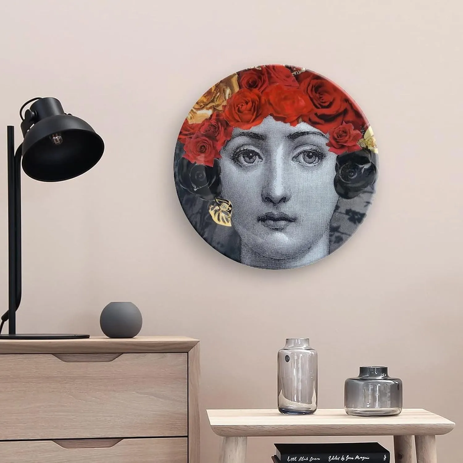 Lina Cavalieri Plate, Wall Decorative Plate, Mysterious Face Plate Wall Hanging Decoration,Including Bracket and Special Spring Hook,J (11),10inch