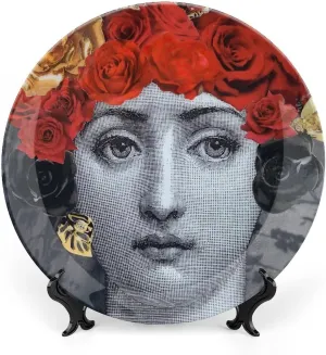 Lina Cavalieri Plate, Wall Decorative Plate, Mysterious Face Plate Wall Hanging Decoration,Including Bracket and Special Spring Hook,J (11),10inch