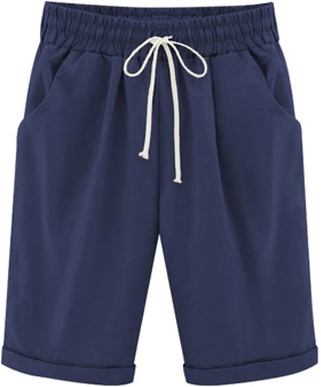 Linen Bermuda Shorts for Women Summer High Waisted Dressy Casual Pleated Wide Leg Summer Shorts with Pockets