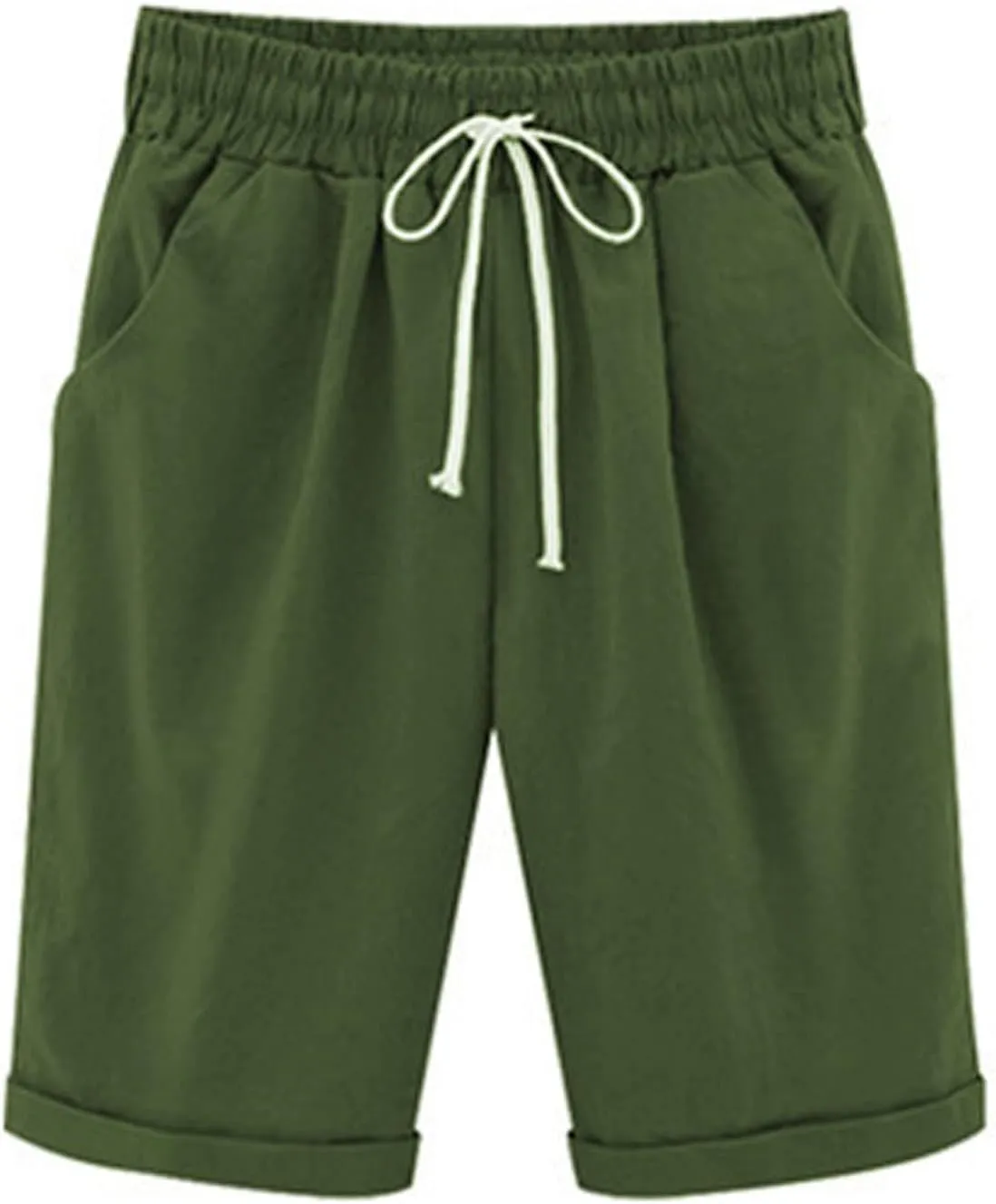 Linen Bermuda Shorts for Women Summer High Waisted Dressy Casual Pleated Wide Leg Summer Shorts with Pockets