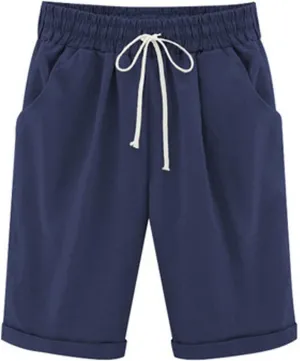 Linen Bermuda Shorts for Women Summer High Waisted Dressy Casual Pleated Wide Leg Summer Shorts with Pockets