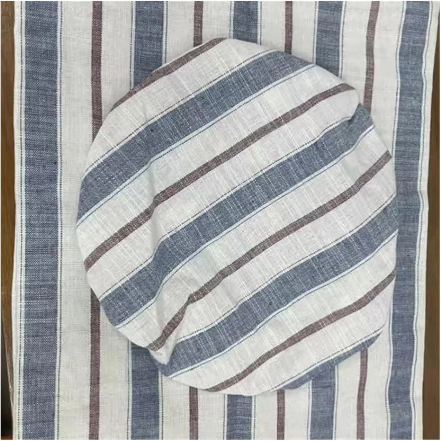 Linen Bread Storage Bag with Drawstring - Reusable Sourdough Rounds Holder for Homemade Bread and Ingredient Storage(Brown stripes)