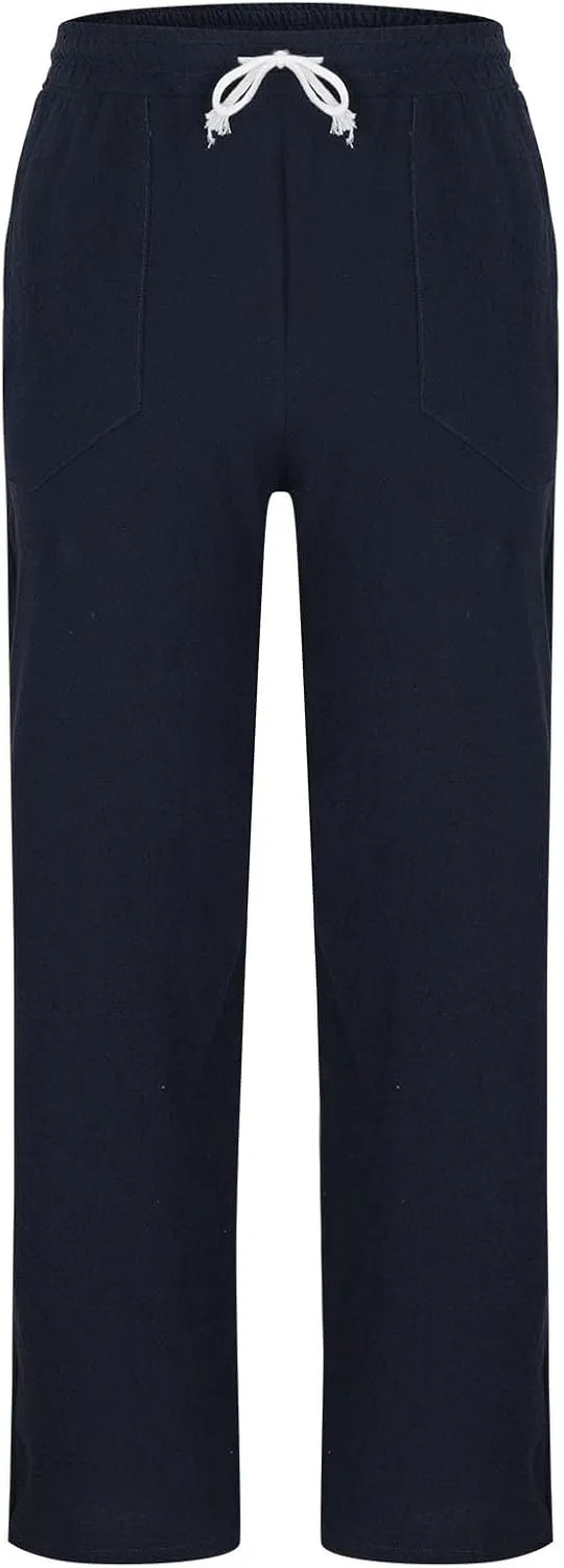 Linen for Man Fall Summer Loose Fit Straight Leg Basic Long Leg Trousers Pants Mens 2025 Fashion Y2K