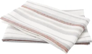 Linen Kitchen Towels, Set of 2 Pure Flax Tea Towels for Baking Bread, 23.6 x 26.7 Inches Quick Dry Stripes Dish Hand Towels, Gray