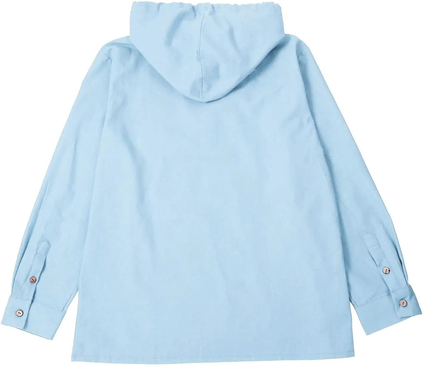 Linen Shirts for Men Lightweight Button Up Long Sleeve Shirts with Hood Regular Fit Cotton Beach Shirt