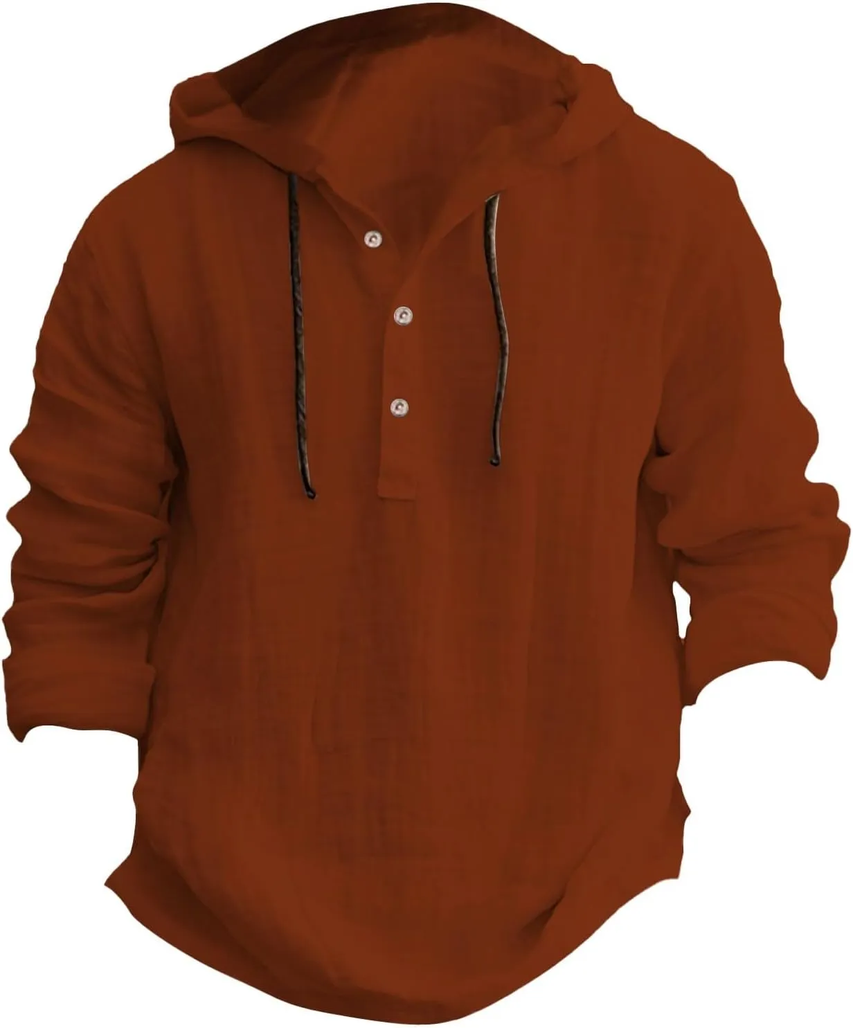 Linen Shirts for Men Lightweight Button Up Long Sleeve Shirts with Hood Regular Fit Cotton Beach Shirt