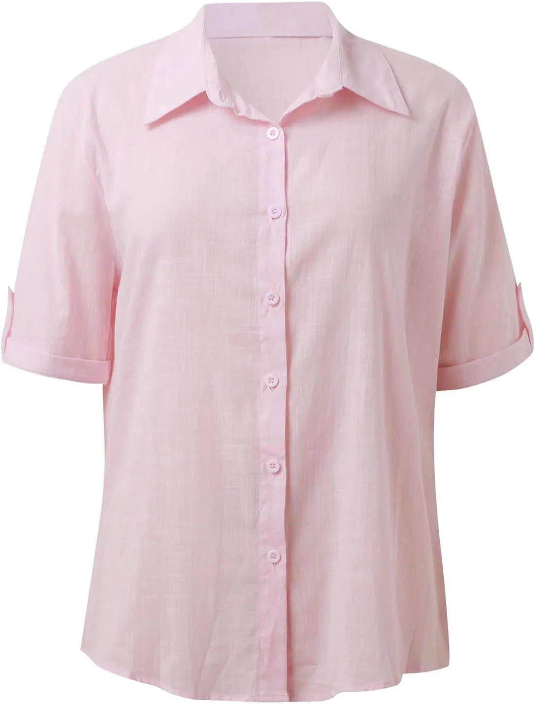 Linen Shirts for Women, Linen Button Down Shirt Women Short Sleeve Summer Trendy Tops Work Beach Collared Blouses