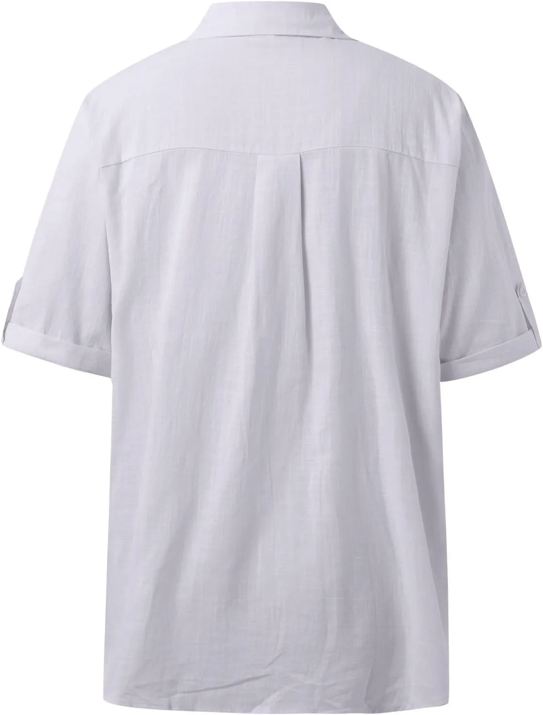 Linen Shirts for Women, Linen Button Down Shirt Women Short Sleeve Summer Trendy Tops Work Beach Collared Blouses