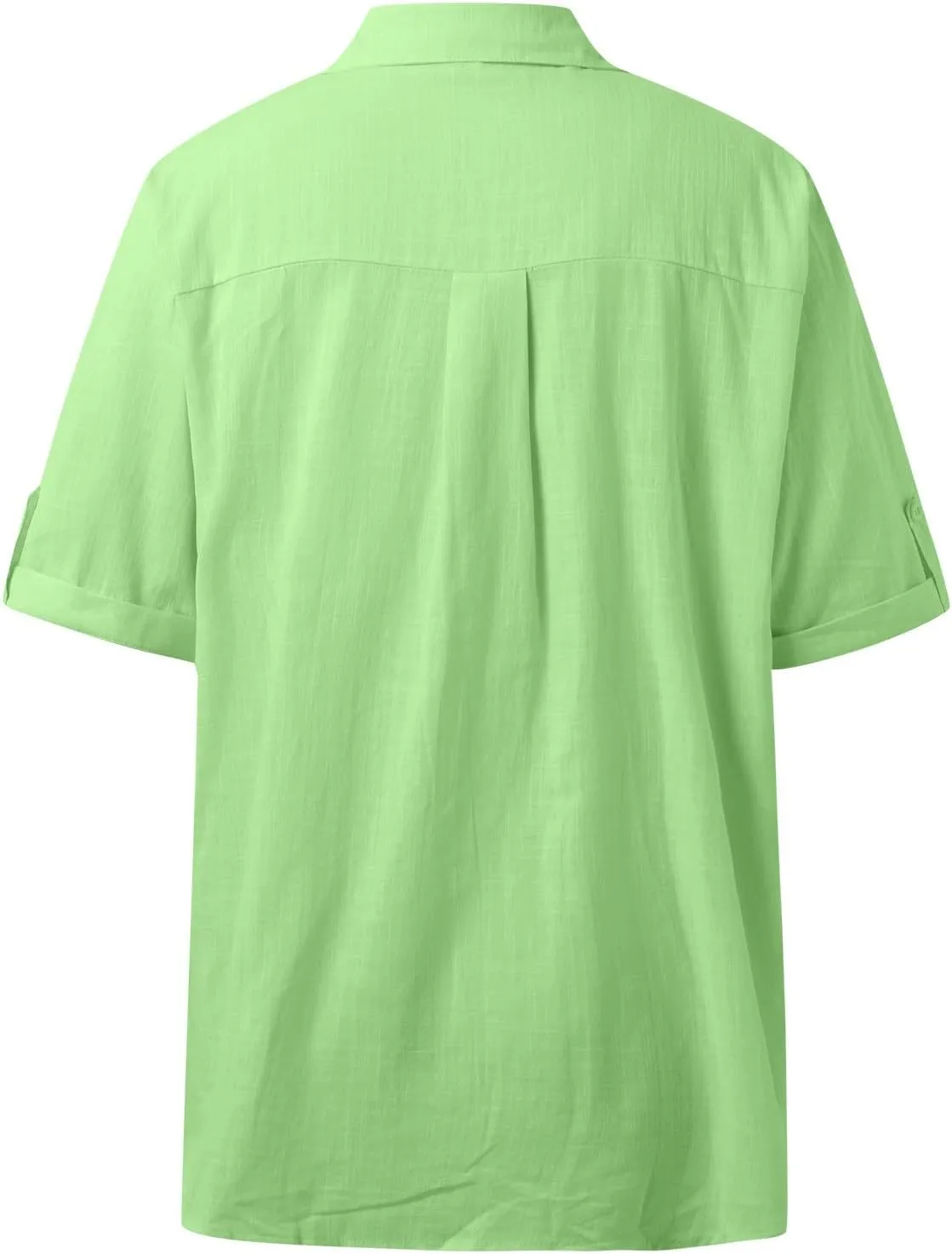 Linen Shirts for Women, Linen Button Down Shirt Women Short Sleeve Summer Trendy Tops Work Beach Collared Blouses