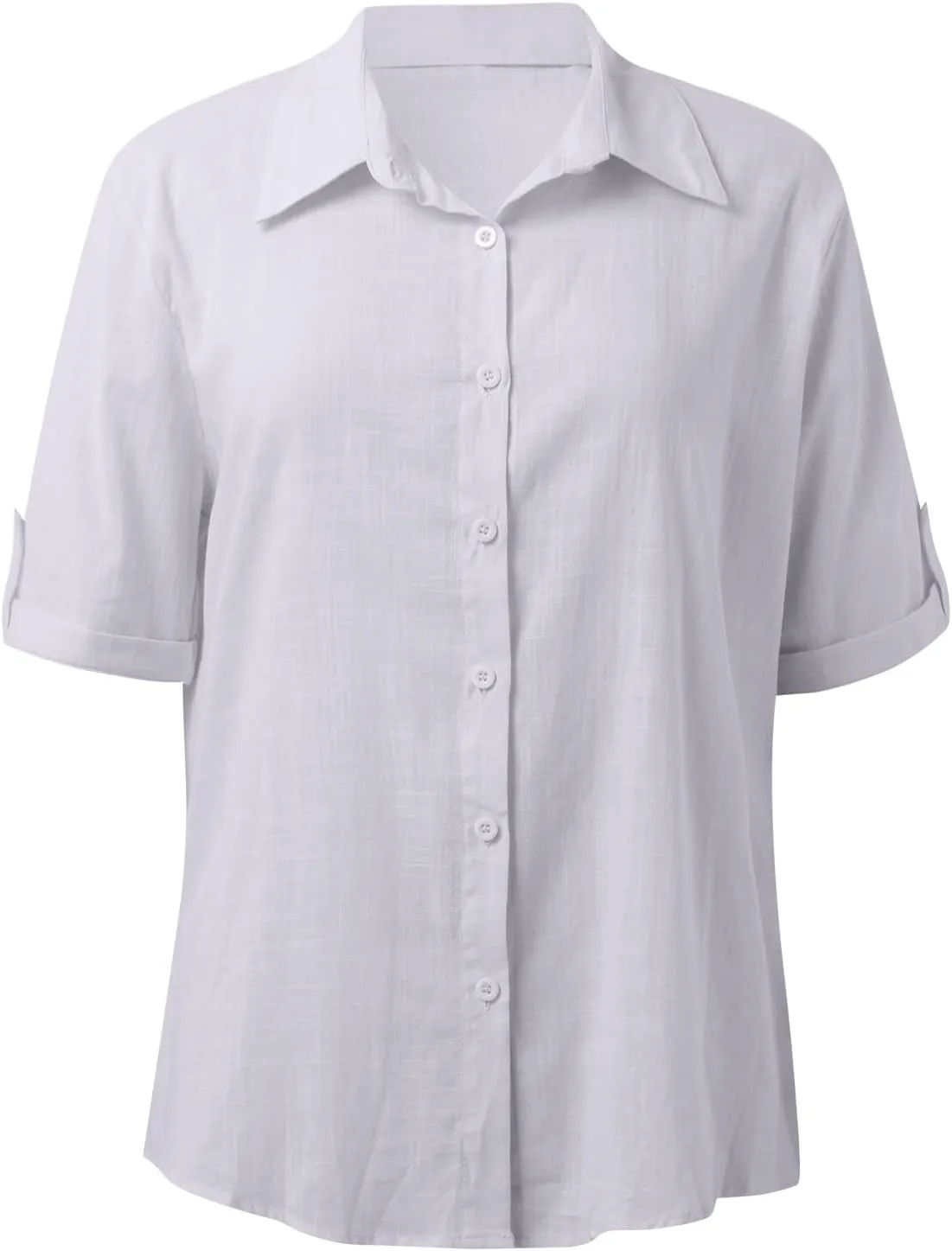 Linen Shirts for Women, Linen Button Down Shirt Women Short Sleeve Summer Trendy Tops Work Beach Collared Blouses