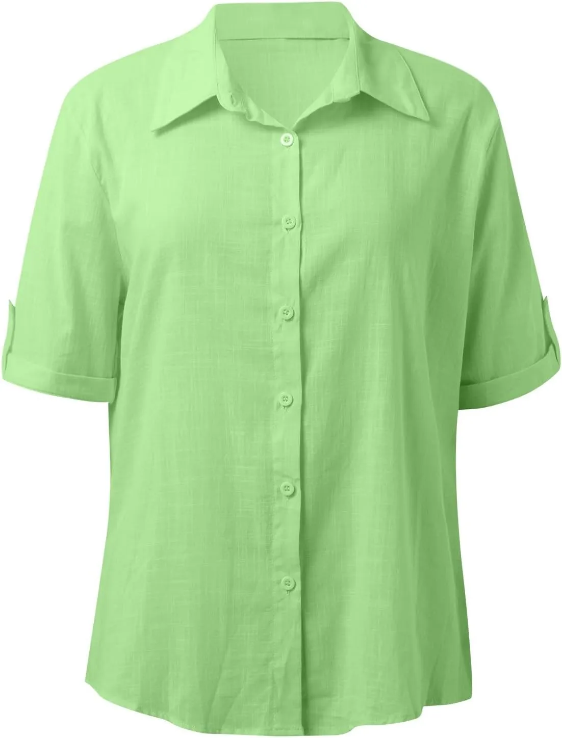 Linen Shirts for Women, Linen Button Down Shirt Women Short Sleeve Summer Trendy Tops Work Beach Collared Blouses