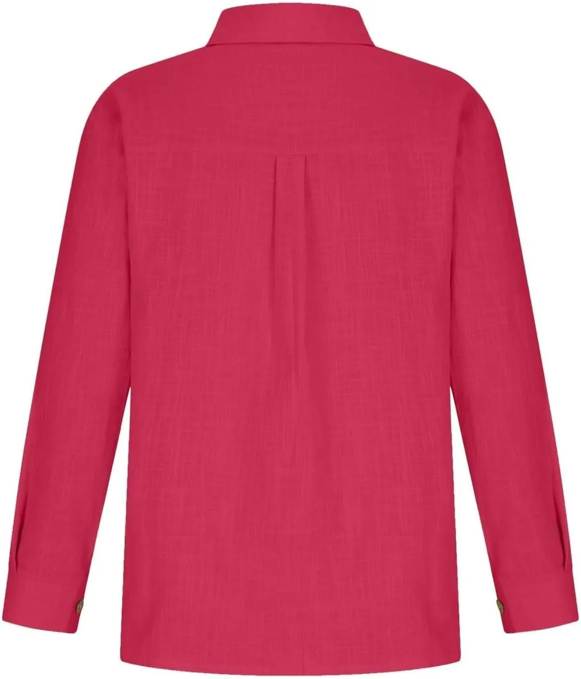 Linen Shirts for Women Plus Size Button Down Cotton Gauze Tops Casual Tees Roll Up Long Sleeve Lapel Collar Blouses