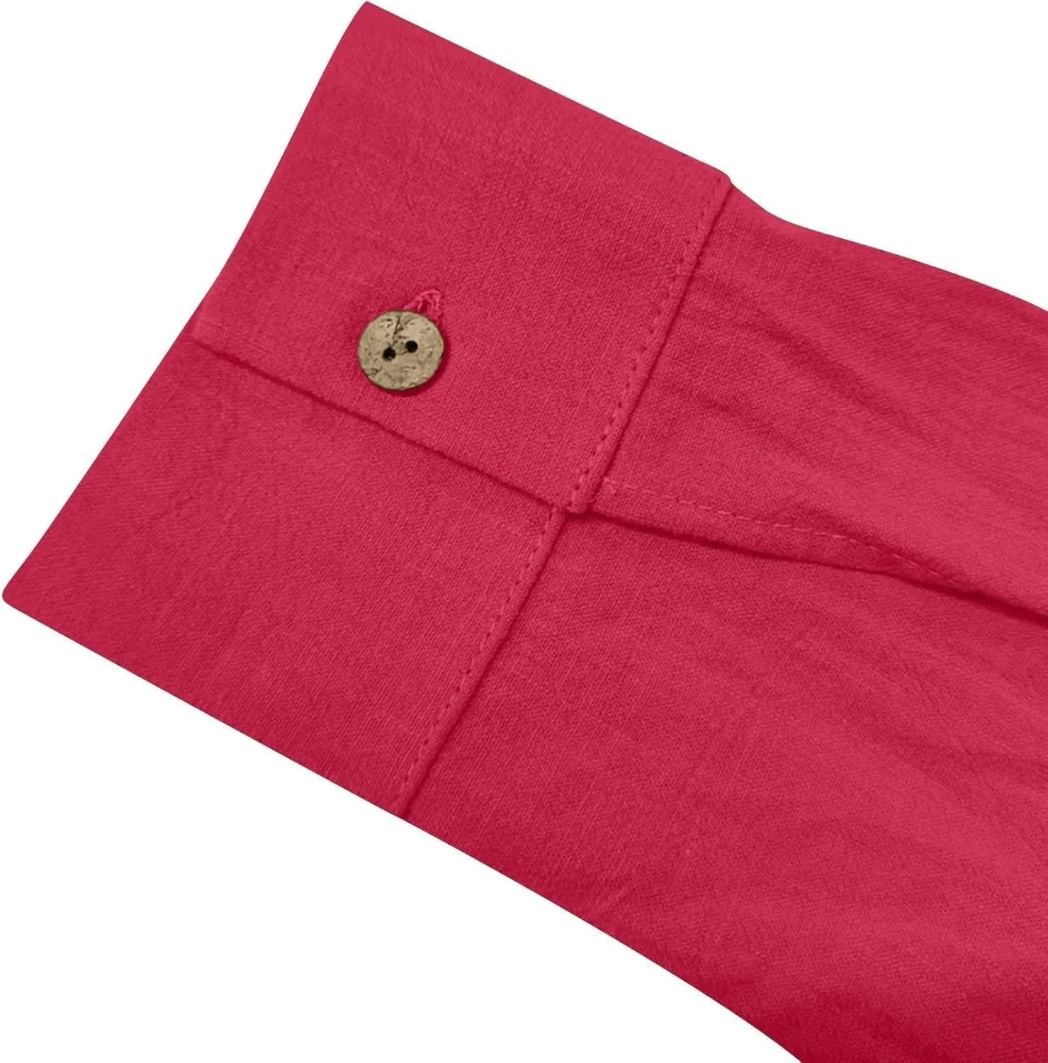 Linen Shirts for Women Plus Size Button Down Cotton Gauze Tops Casual Tees Roll Up Long Sleeve Lapel Collar Blouses