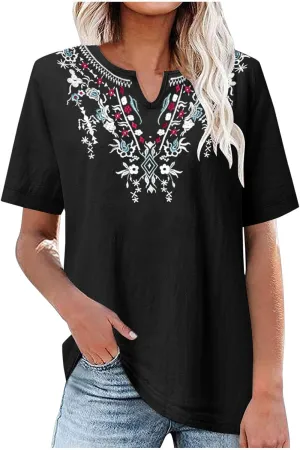 Linen Shirts for Women Short Sleeve Fashion Solid Color Blouses Trendy Loose Fit V-Neck T-Shirts Summer Clothes