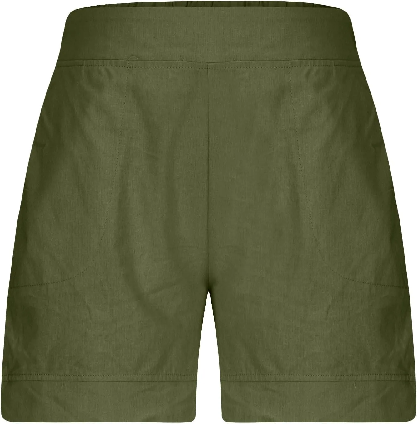Linen Shorts for Women 2025 High Waisted Elastic Straight Casual Shorts Summer Outdoor Pants with Pockets