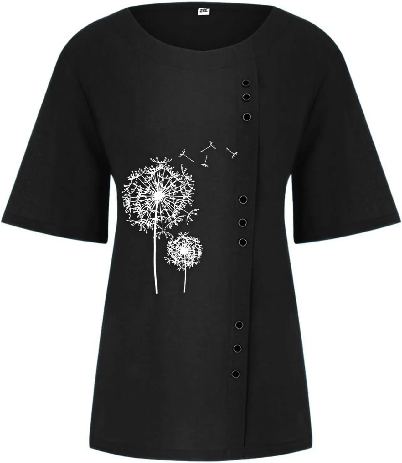 Linen Tops for Women Embroidered Tops Crew Neck Casual Summer Boho T Shirts Loose Fit Short Sleeve Floral Blouses