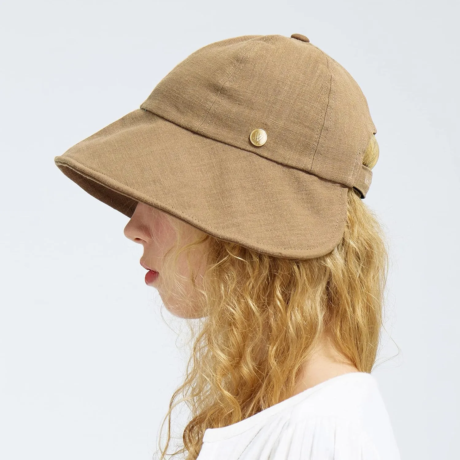 Linen Victorian Bonnet Hat Sun Cap, Foldable Summer Visor | New Katy