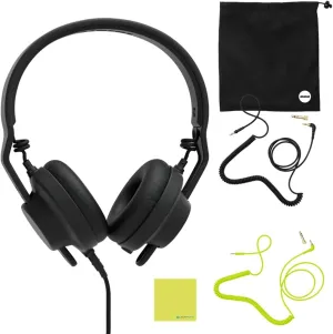 Liquid Audio Aiaiai TMA-2 DJ Professional Modular DJ Headphone Bundle with Aiaiai C18 Coiled Neon Yellow Cable Polishing Cloth (Neon)
