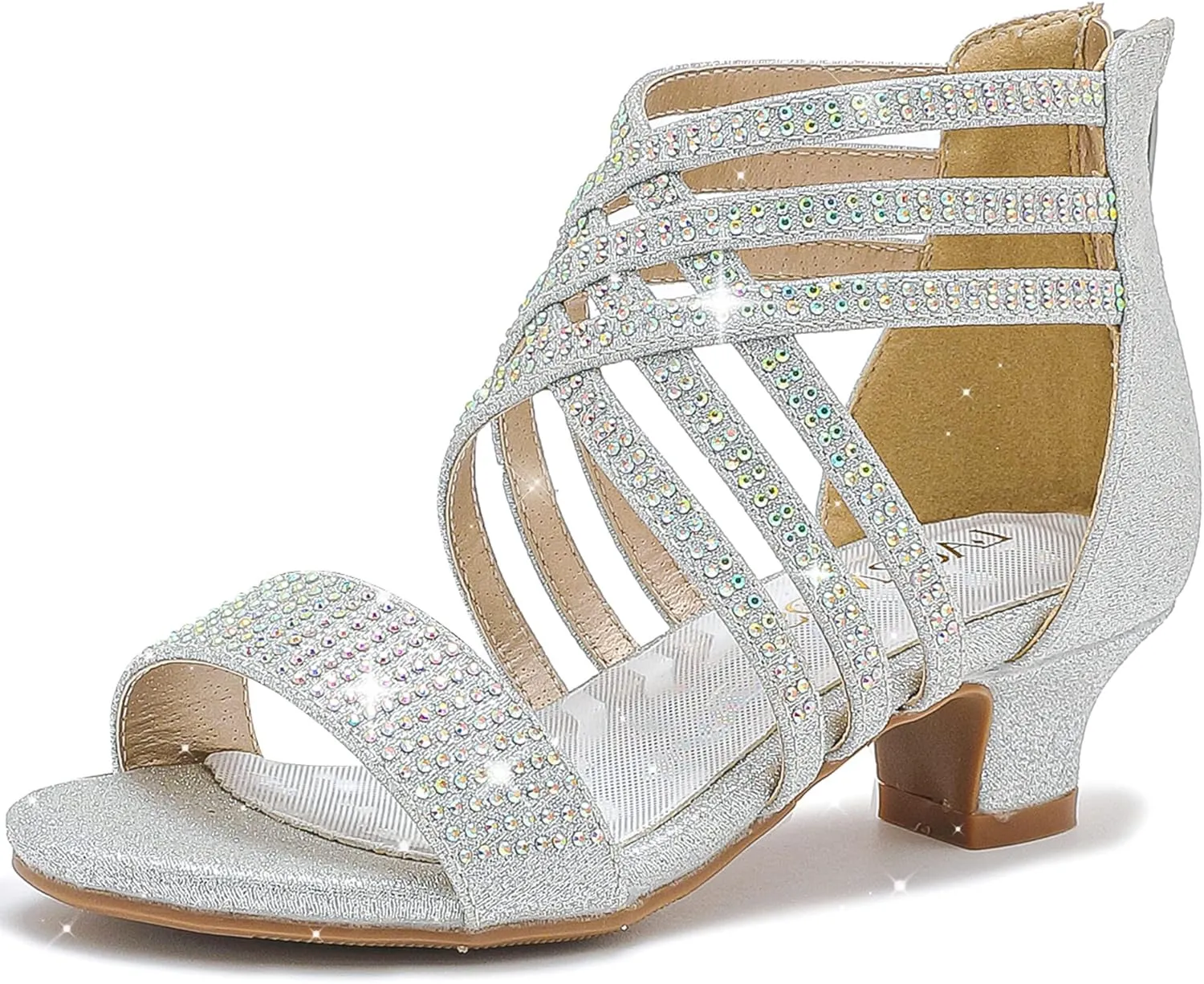 Little Girls Sandals High Heels Formal Shoes Open Toe Pump Sandals Glitter Party Wedding Shoes for Big Kids Toddler