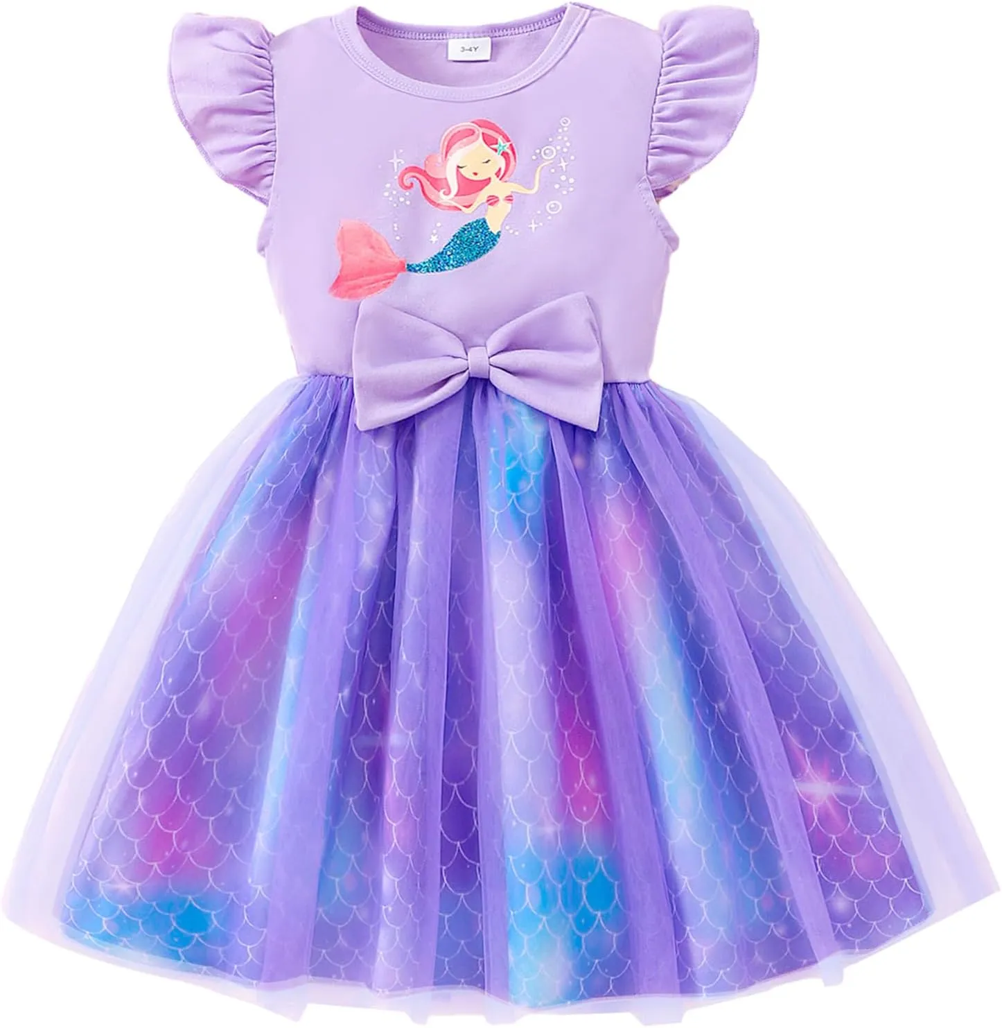 Little Girls Tulle Tutu Dress - Toddler Kids Flutter Sleeve Princess Sundress Casual Summer Outfit Clothes for 2-7Y