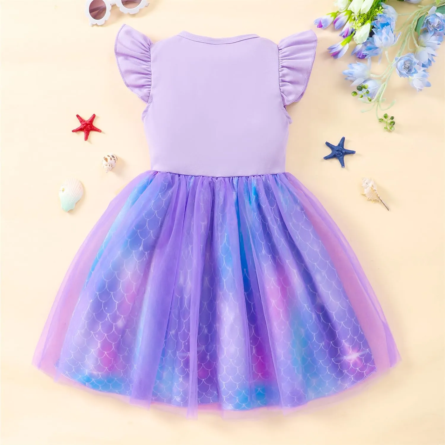 Little Girls Tulle Tutu Dress - Toddler Kids Flutter Sleeve Princess Sundress Casual Summer Outfit Clothes for 2-7Y