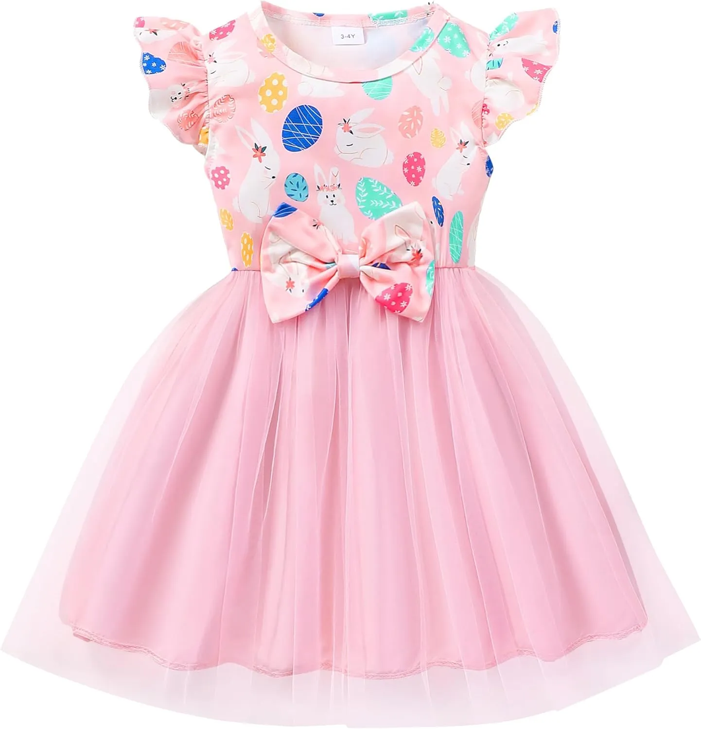 Little Girls Tulle Tutu Dress - Toddler Kids Flutter Sleeve Princess Sundress Casual Summer Outfit Clothes for 2-7Y