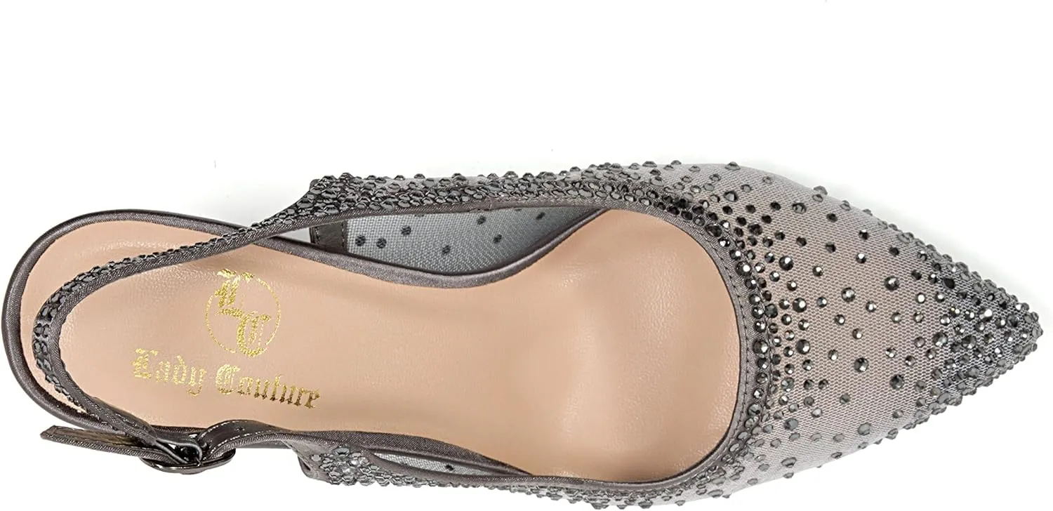 Lola Embellished Pointed Toe Slingback Pump