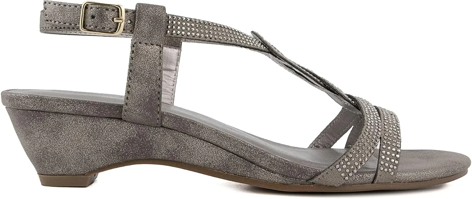 LONDON FOG Womens Macey Demi-Wedge Dress Sandals