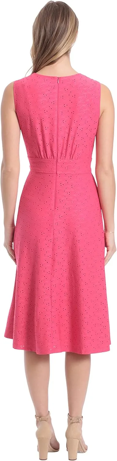 London Times Women's Dresses Inset Waist Midi Dress Career Office Occasion Guest of