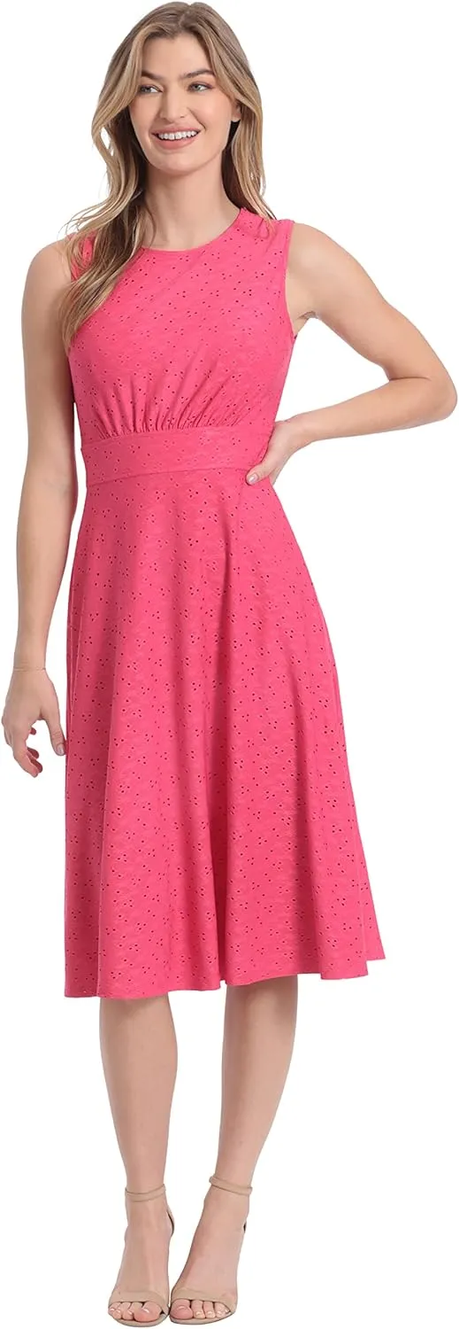 London Times Women's Dresses Inset Waist Midi Dress Career Office Occasion Guest of