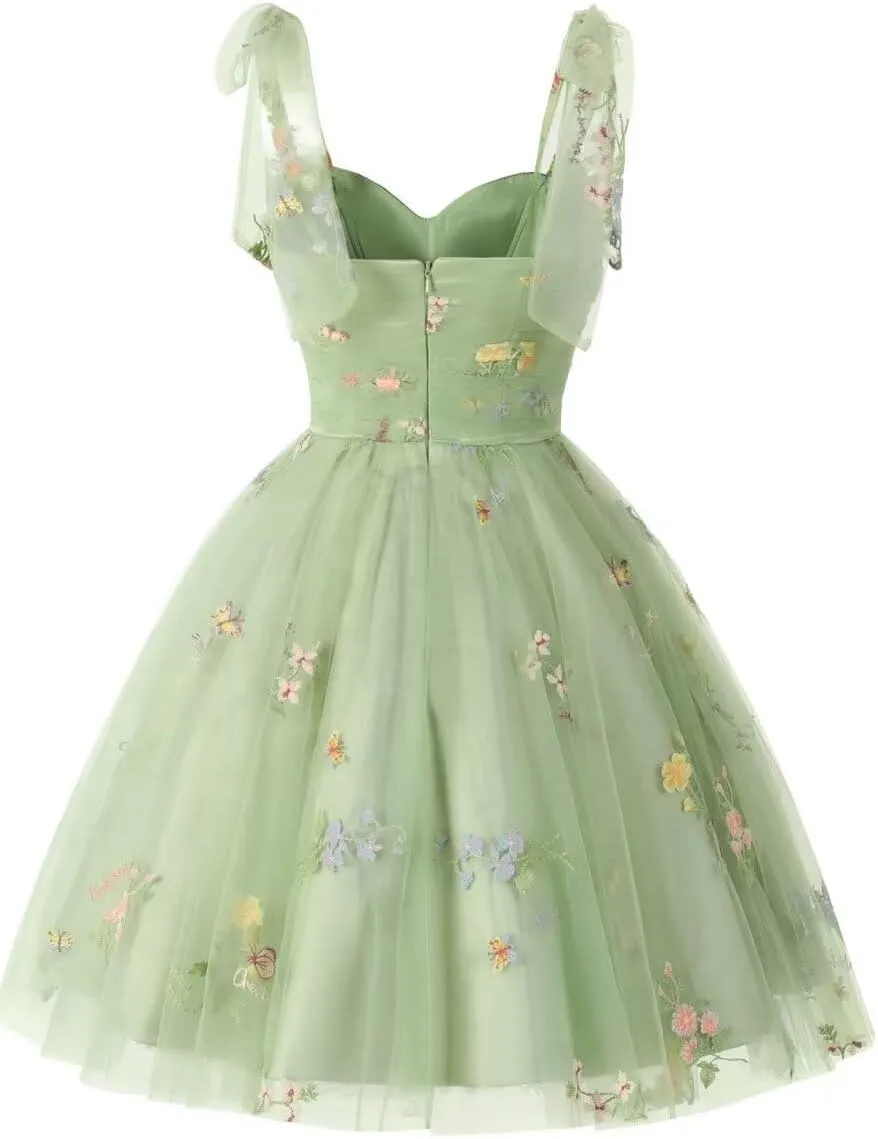 Long Flower Tulle Prom Dresses 2024 Spaghetti Straps Ball Gowns for Women WD204