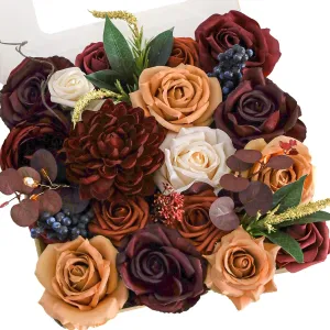 Lookein Artificial Flowers for DIY Wedding Decoration Bridal Bouquet Table Centerpieces Flower Garland Wreaths Aisle Arch Flower Decoration Home Decor, Sunset Burnt Orange
